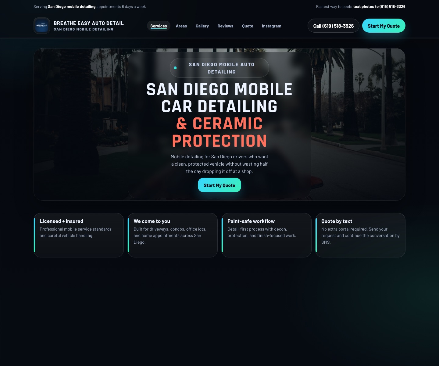 Breathe Easy Detail live website preview