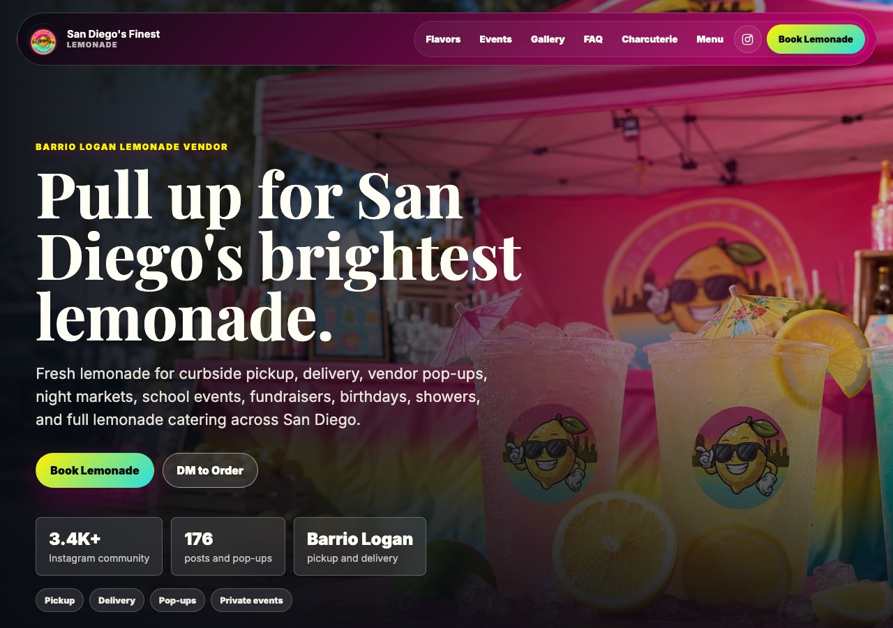 San Diego's Finest Lemonade website preview