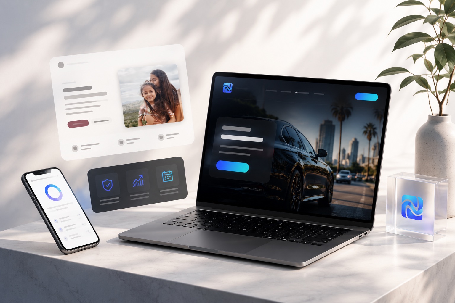 Norlo Studio hero image showing website and mobile interface