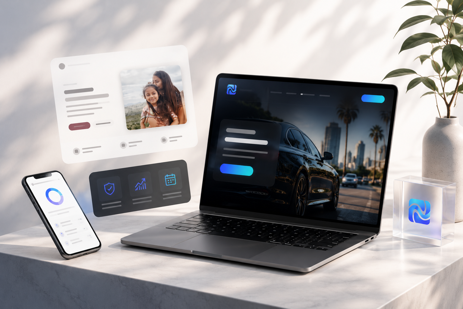 Norlo Studio hero image showing website and mobile interface
