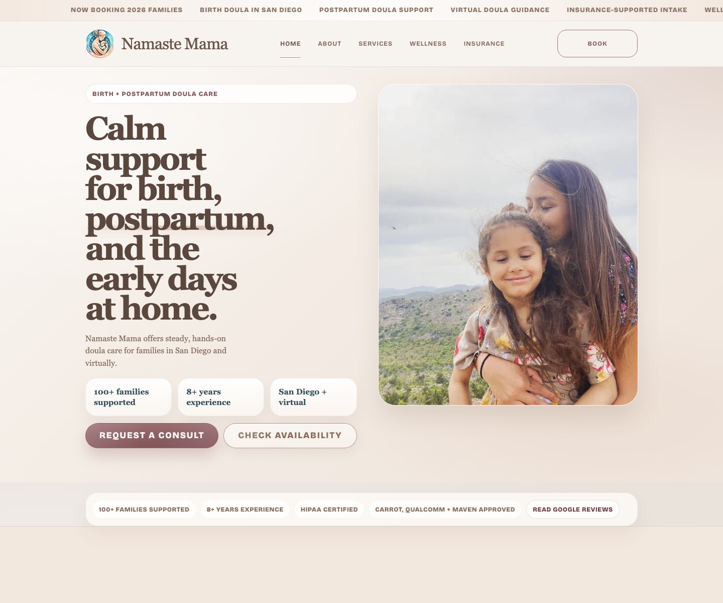 Namaste Mama live website preview