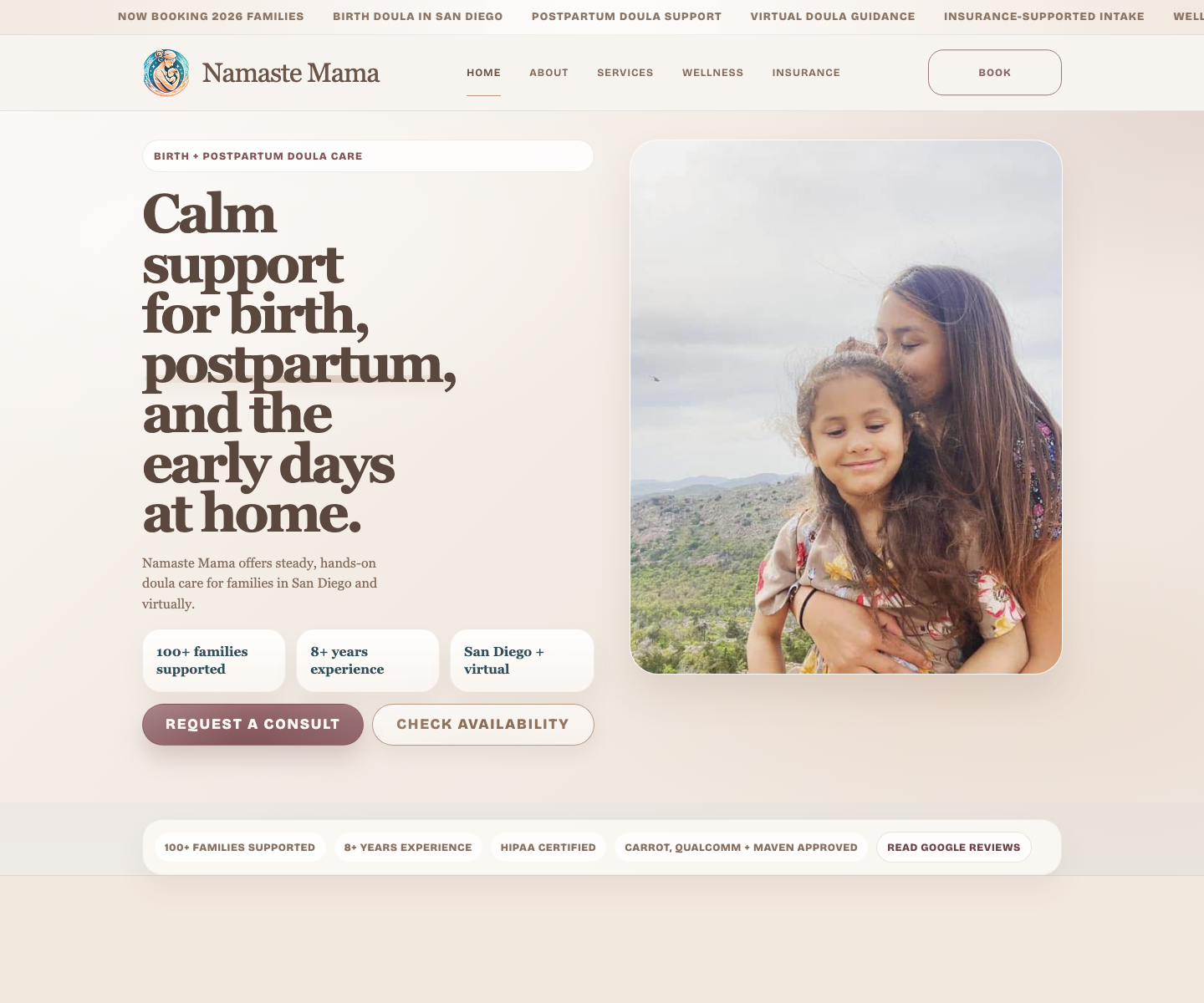 Namaste Mama live website preview