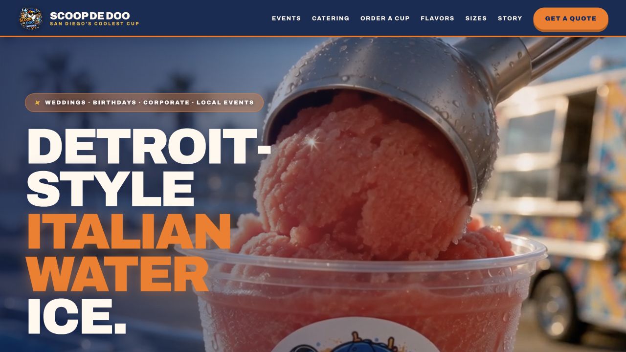 Scoop De Doo Water Ice website preview